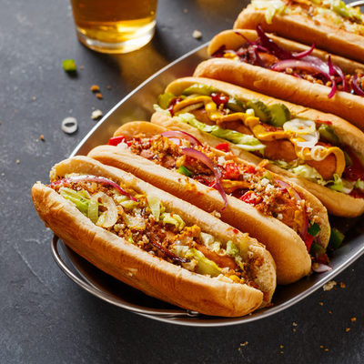 A hot dog is cured meat shaped in the form of a sausage, that is usually grilled or steamed.