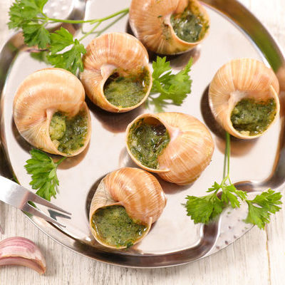 Escargot is French for snail and is also a culinary term that refers to land snails which are cooked and eaten.