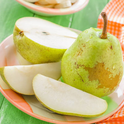 A pear is a fruit with a soft skin and soft inner flesh that is consumed all over the world.