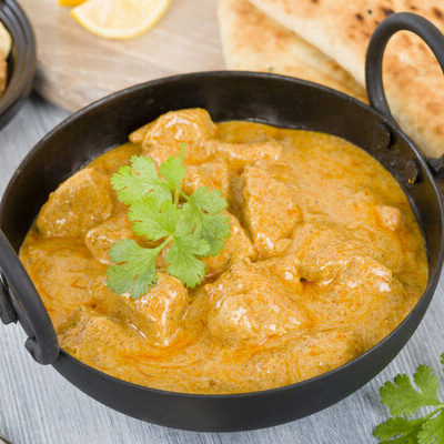 Korma or Qorma is a dish originating in the Indian subcontinent, which consists of meat and/or vegetables cooked in a gravy made of cream or yogurt.