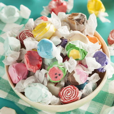 Taffy is a type of soft candy made from corn starch, sugar, and other flavorings.
