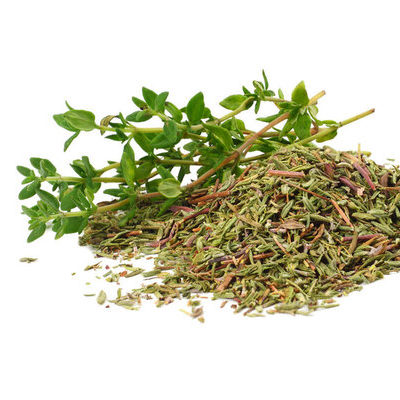 Thyme (Thymus vulgaris L) is a Mediterranean herb used to season dishes.