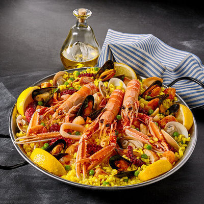 Paella is a rice dish of Spanish origin.