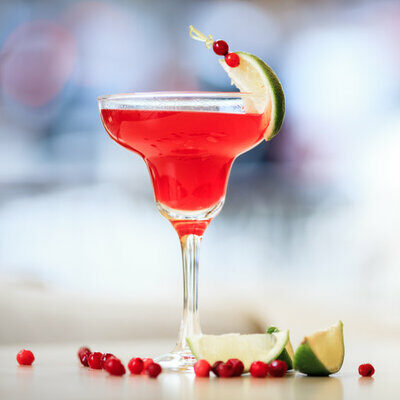 The Cosmopolitan is a cocktail with a base of vodka and containing triple sec, cranberry juice, and lime juice.