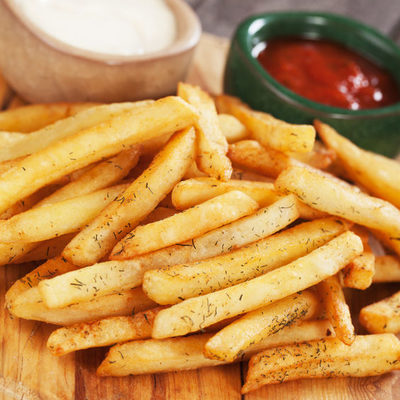 French fries are potatoes that are julienned and deep fried.
