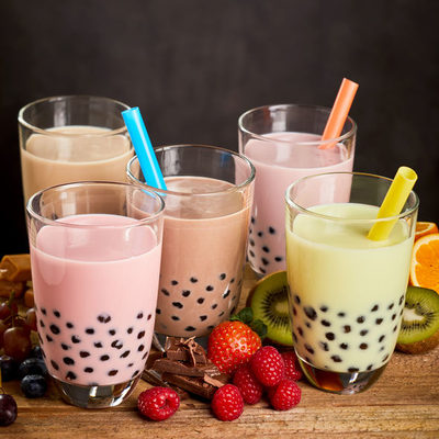 Bubble tea is a Taiwanese drink made from tea, milk, fruit, and tapioca pearls.
