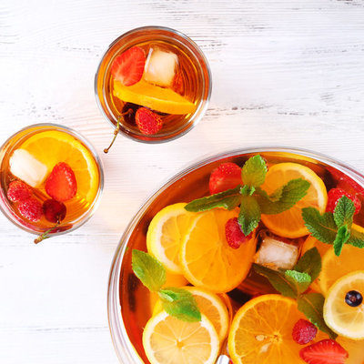 Punch refers to a variety of drinks which include alcoholic and non-alcoholic beverages made from a base of fruit juice.