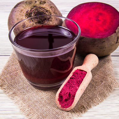 Beet juice is the liquid extract of the beet (Beta Vulgaris), a red round-shaped root vegetable.