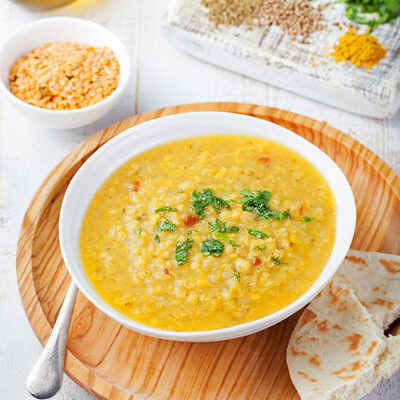 Dahl refers to the South Asian dishes made from split pulses such as lentils, beans, or peas.