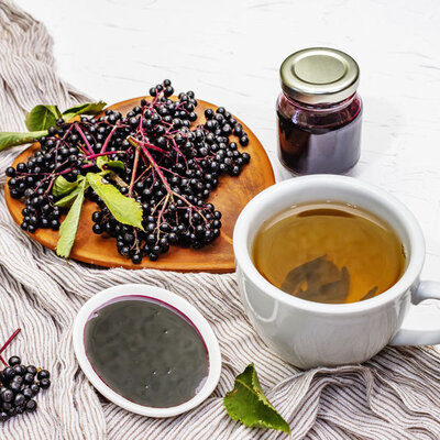 Elderberry tea is a type of herbal tea made from the Sambucus plant.