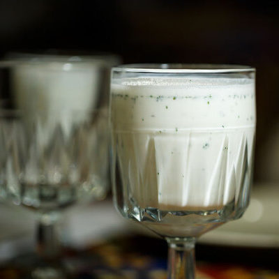 Ayran is a drink made by mixing natural yogurt, salt, and water.