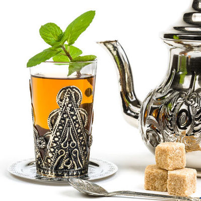 Maghrebi mint tea is a sweet tea drink that is consumed hot.