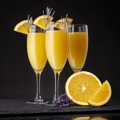 Mimosa is a cocktail prepared by blending champagne and orange juice, usually in the ratio of 2 to 1, respectively.