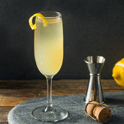 French 75 is a champagne based cocktail in which gin, lemon juice, and sugar are also added.