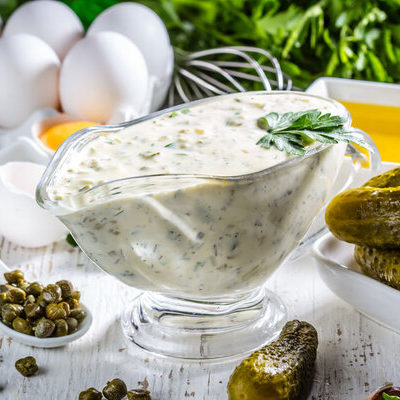 Tartar sauce is a condiment made from mayonnaise, pickles, capers, herbs, and lemon juice.