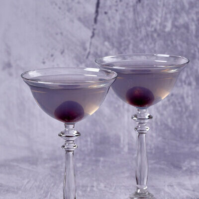 The Aviation is a cocktail made with gin, Maraschino liqueur, crème de violette, and lemon juice.