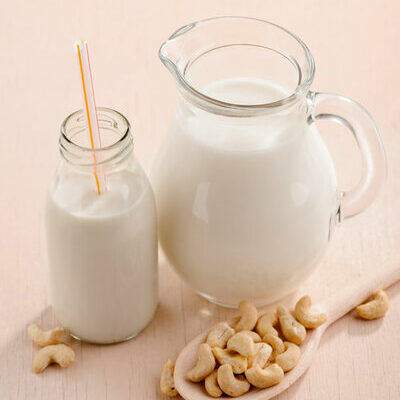 Cashew milk is the liquid extraction of raw cashews made by blending the nuts with water and then straining them