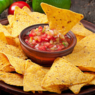 Salsa is a condiment typically used in Mexican dishes. The word itself translates to sauce in Spanish. It may be chunky, smooth, or creamy, raw or cooked