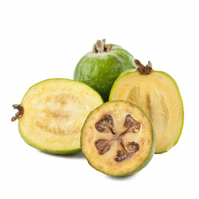Feijoa is a fruit native to South America. It is the fruit of the feijoa sellowiana tree, which is grown both ornamentally and for its edible fruit.